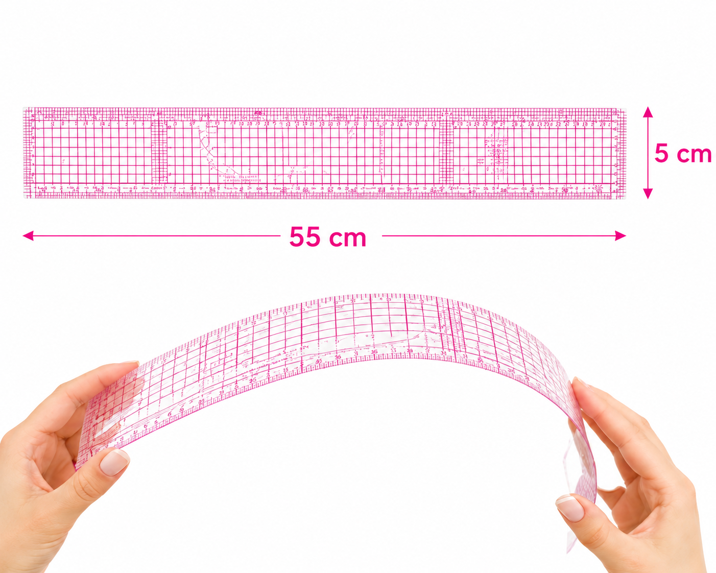 Règle de couture 55 cm transparente – Quadrillée, double face, patronnage & patchwork – Image 8