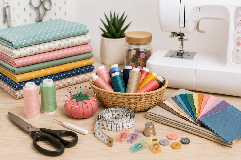 Espace créatif de couture organisé