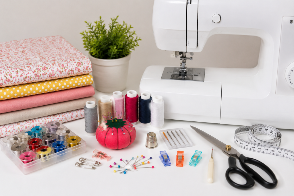 machine à coudre avec accessoires de couture