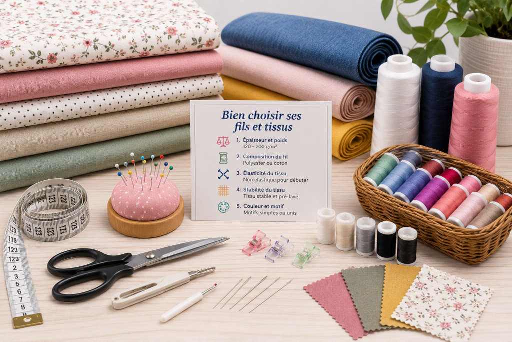 Quels fils et tissus choisir pour débuter en couture ? Guide complet