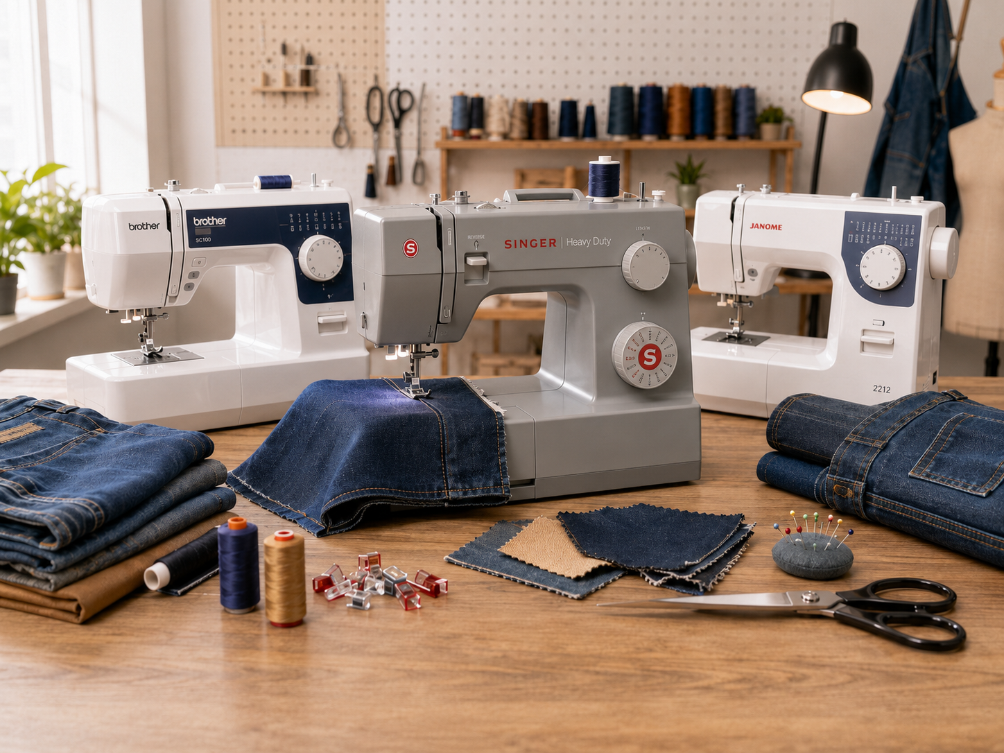 Denim et couture de jean et tissus épais